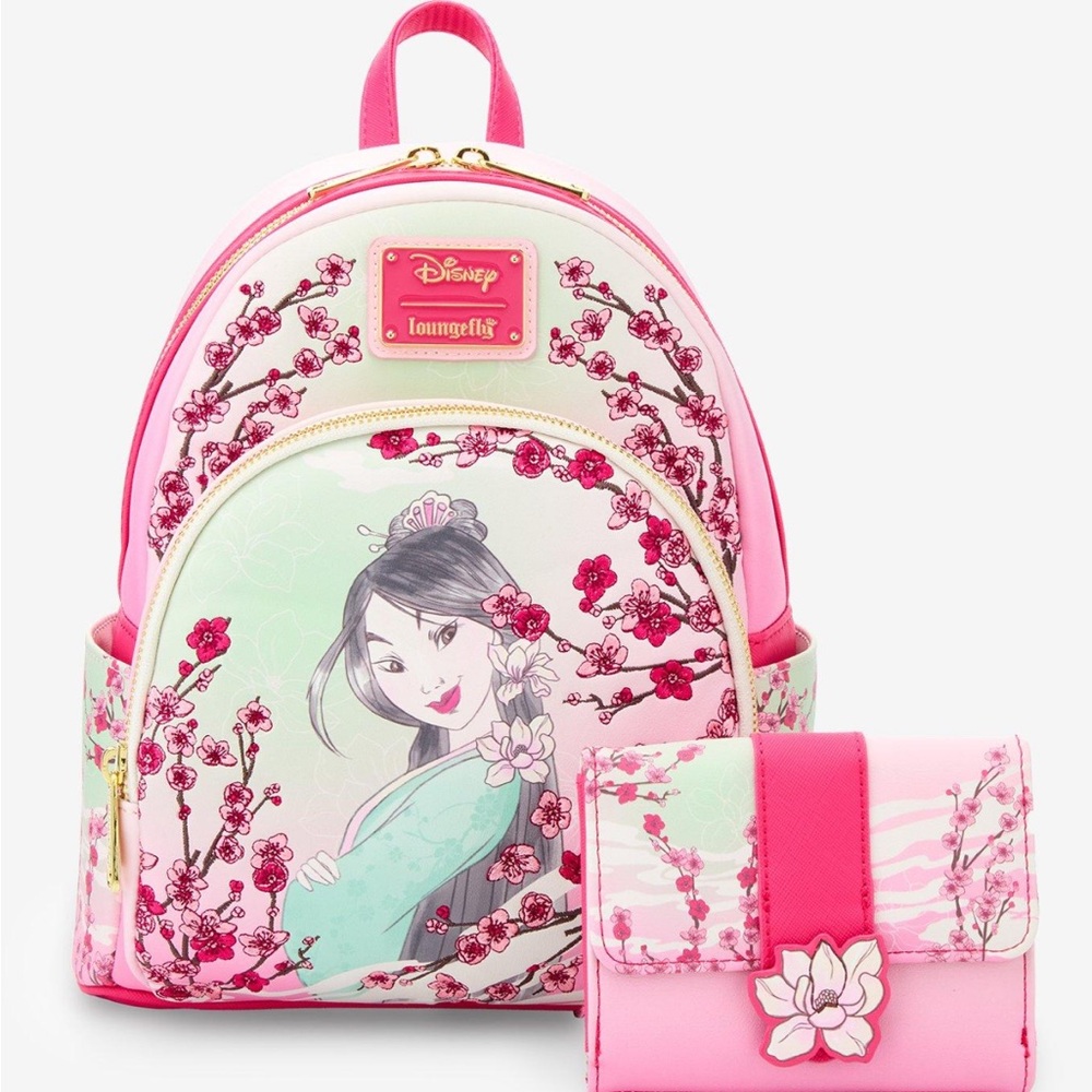 Loungefly Disney NWT  Mulan Cherry Blossom Mini Backpack w/wallet